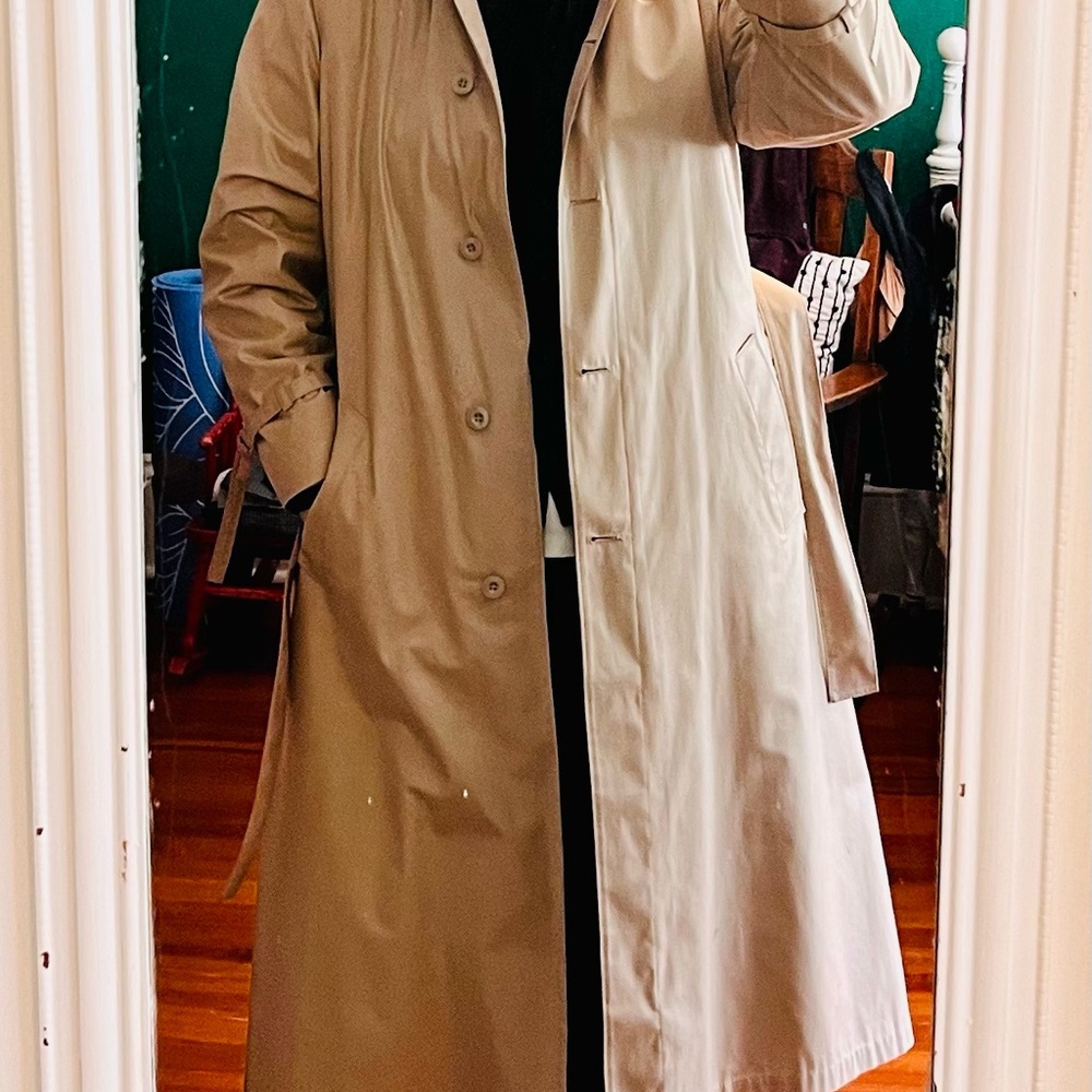 Vintage London Fog Trench Coat midi with removable lining & hood - Picture 3 of 16